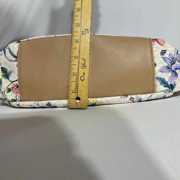 Cream with Tan Flower Print Purse Crossbody / Shoulder - Picture 11 of 15